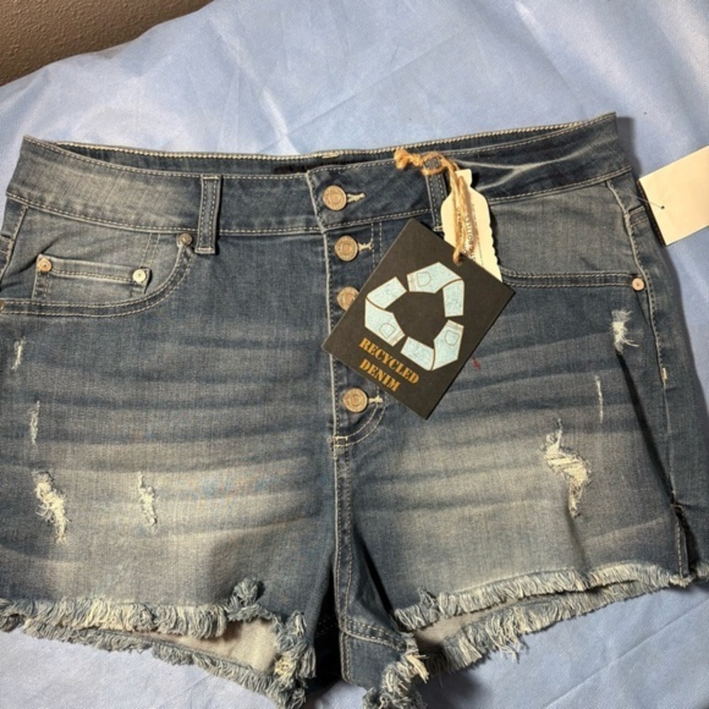 Indigo Rein Distressed Blue Jean Shorts